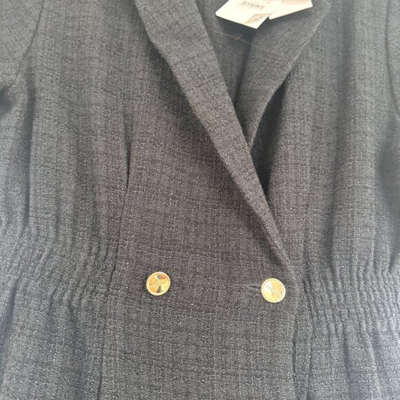 NWT Sandro Alize Mini Dress Black Tweed Double Breasted Notch Lapel Short Sleeve - Picture 6 of 9